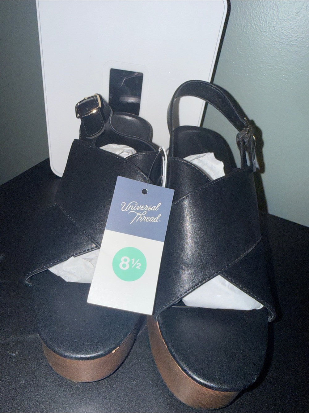 Universal Thread Black Crisscross Platform Sandals